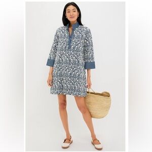Tuckernuck Chambray Megan dress with Embroidered wildflowers